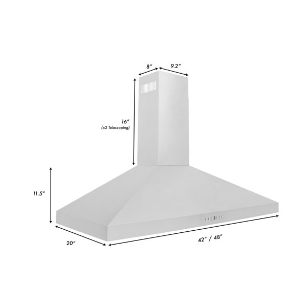 ZLINE Kitchen and Bath 48" 400 CFM Convertible Wall Mount Range Hood in
